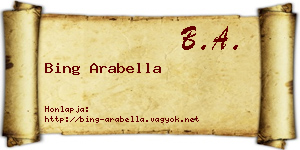 Bing Arabella névjegykártya